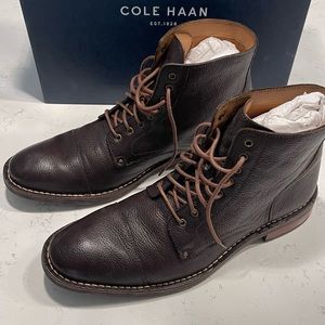 Cole Haan CANTON STCH CP BT II Size 11.5 Chestnut, Leather Stitched Men’s Boots.